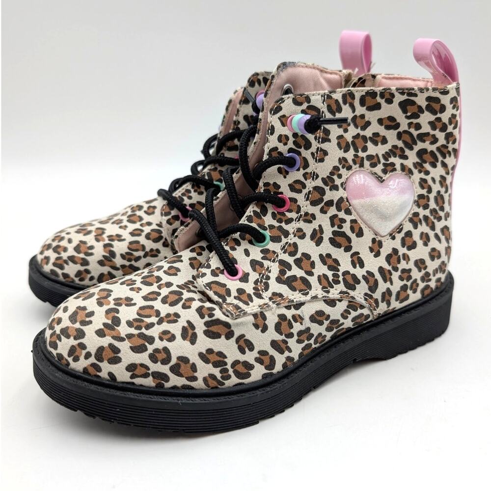 Harper Canyon Victorya Heart Combat Boot Kids' Animal Print Size US13M